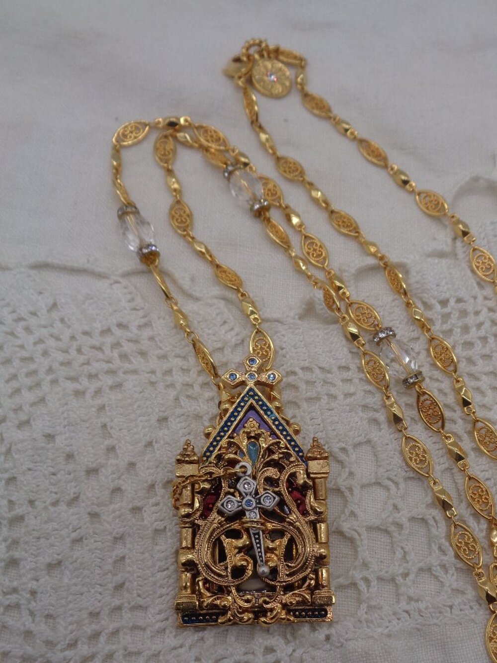 Sweet Romance GATES OF HEAVEN Devotional Gold Tone NECKLACE